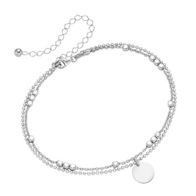 Fußkette mit Anhänger SMART JEWEL "zweireihig, mit rundem Plättchen, Silber 925", silber, Fußketten, Damen, 28cm