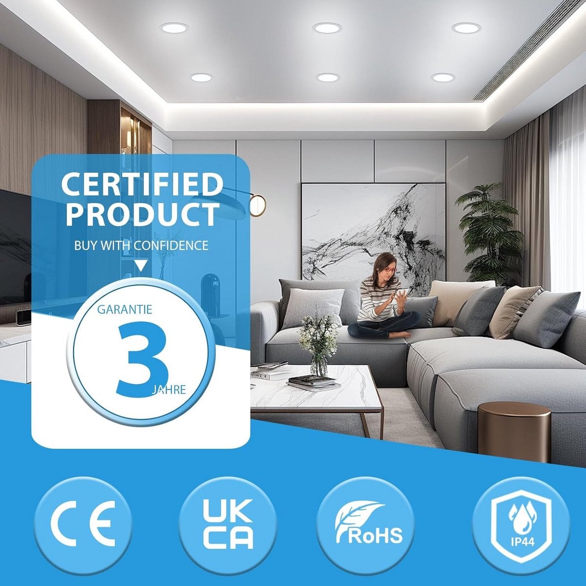 Set van 12 Dimbare LED Inbouwspots 5W 230V met Schakelbare Kleurtemperatuur voor Badkamer en Keuken