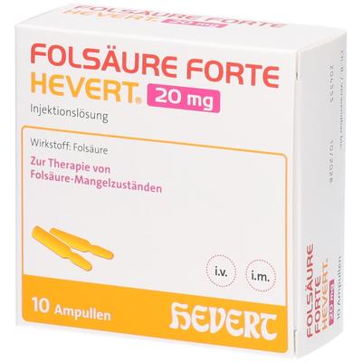Folsäure Forte Hevert 20 mg Inj.-Lösung Amp. 10x2 ml Injektionslösung