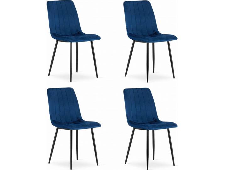 Chaise LAVA - velours bleu marine x 4