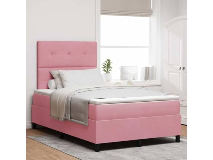 LED Beleuchtung Modernes Design Boxspringbett Rosa 120 x 200 cm LED Boxspringbett mit Matratze Rosa 120x200 cm Stoff Bett mit RGB LED Beleuchtung verstellbarem Kopfteil Lattenrost
