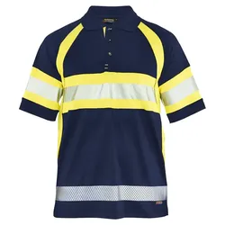 Warnschutz Polo-Shirt mit UV-Schutz "3338" - L - marine/gelb