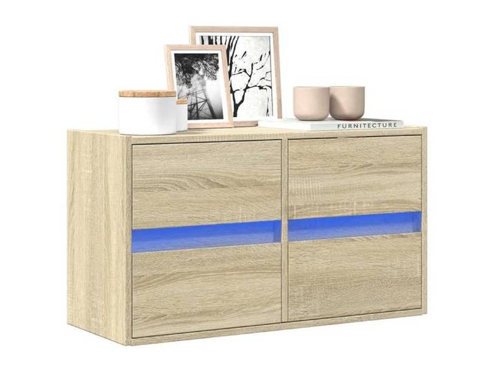 Meuble TV mural avec lumières LED chêne sonoma 80x31x35 cm meuble TV suspendu au mur unité TV flottante support TV 852287