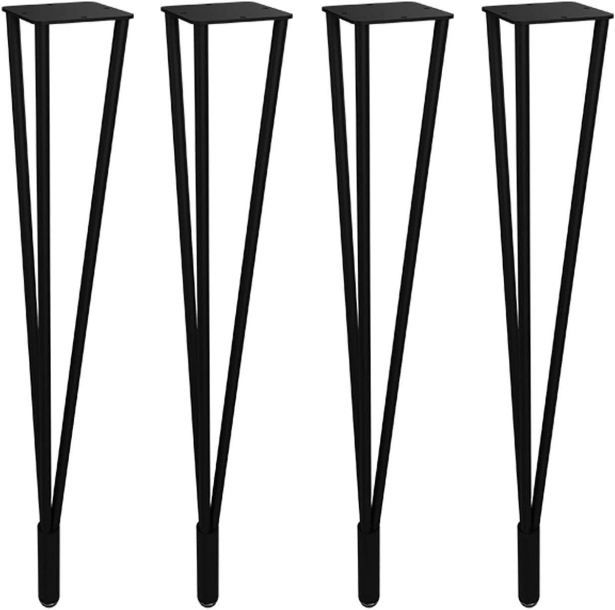 Set van zwarte tafelpoten in industriële stijl, hoogte: 43 cm