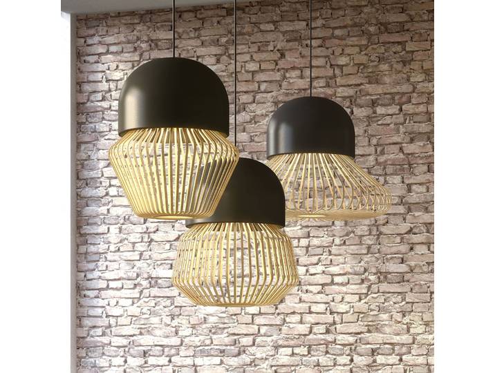 Design hanglamp Anemos, dimbaar, zwart, Woon-/ Eetkamer, Bamboe, Design, hanglamp