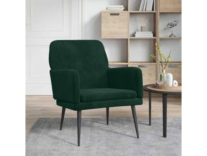 HEFZGDB Sessel Dunkelgrün 62x79x79 cm Samt Relaxsessel mit gepolsterter Rückenlehne und Metallgestell für höchsten Komfort