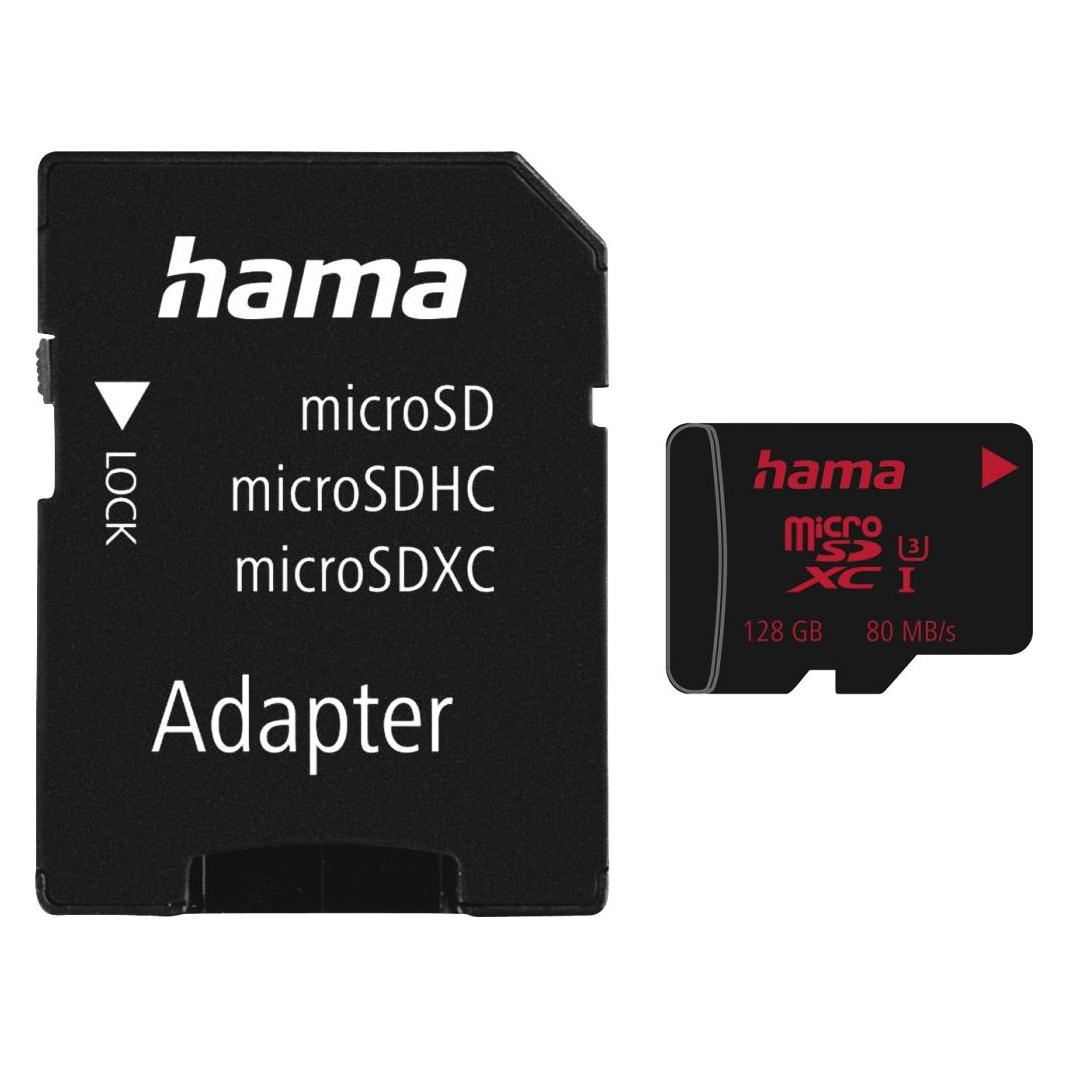 Hama microSDXC 128GB UHS Speed C3 UHS-I 80MB/s + Adapter/Foto (128 GB, microSDXC, U3, UHS-I) (00213116)
