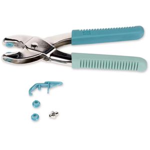 Prym Ösenzange Vario 390913, für 3-4mm Ösen-Ø, mit Lochstanzer, blau/grün
