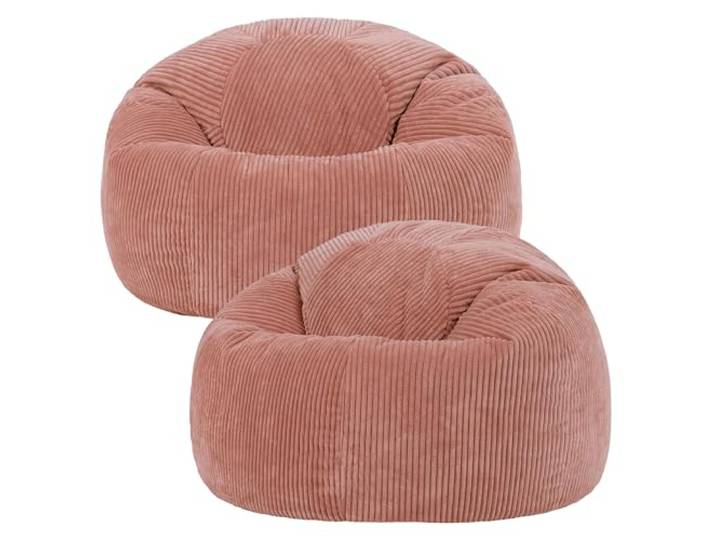 Icon Kingston Sitzsack Cord mit Füllung, 2er Pack, Rosa In Deutschland Hergestellt, Sitzsack Erwachsene, Weicher Cordstoff, Sitzsack Sessel für Wohnzimmer und Schlafzimmer