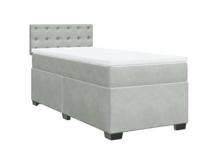 vidaXL Boxspringbett mit Matratze Hellgrau 90x200 cm Samt