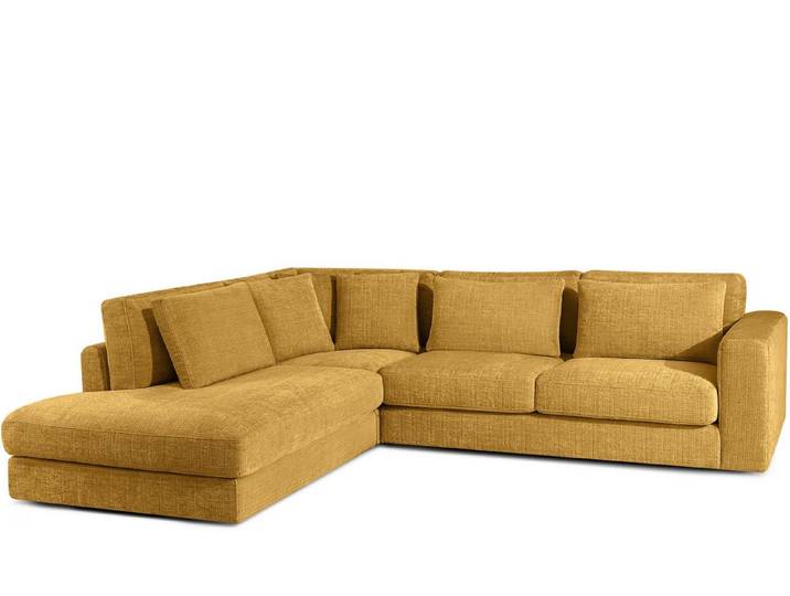 KONSIMO® Ecksofa VERUS edle Verarbeitung und Komfort, luxuriös, Premiumqualität aus EU, Maße: 297x84x116/248 cm, Kissen regulieren die Tiefe und stützen die Lendenwirbelsäule, Traditionelles Design und Komfort, handgefertigt, Chenille-Stoff