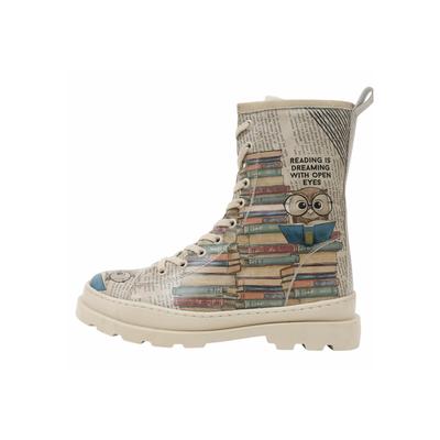Stiefelette DOGO "Gisele Schnürstiefel Boots You Decide Damen Stiefeletten, Gisele", Damen, Gr. 40, Normalschaft, braun (beige, braun), Lederimitat, Schuhe Stiefelette, Handgefertigt
