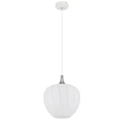 Pendelleuchte Esszimmerlampe Hängeleuchte Wohnzimmer verchromt Glas gemustert