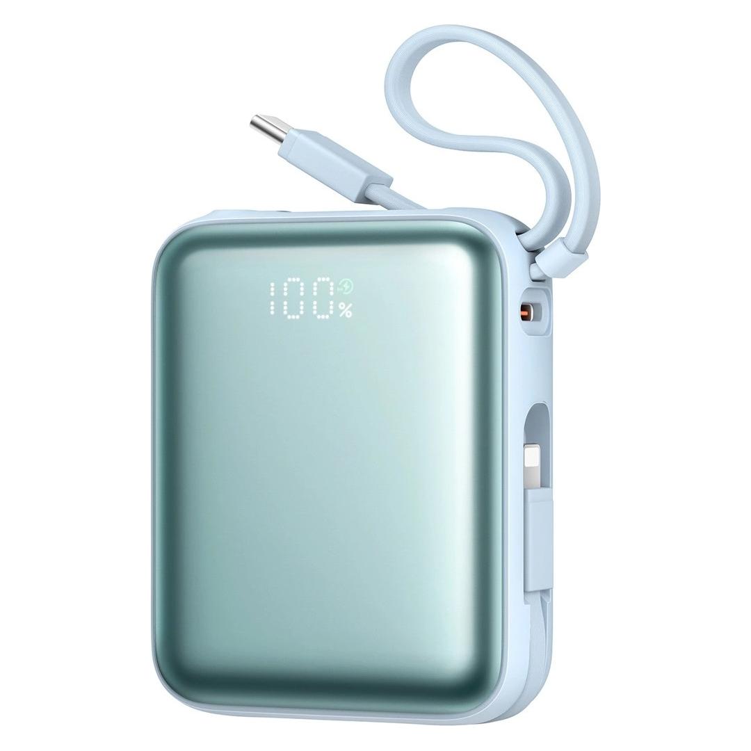 Joyroom 22.5W Powerbank 10000mAh Fast Charging with Dual Cables - Blue (10000 mAh, 22.50 W, 38.50 Wh) (JR-PBF27-Blue)