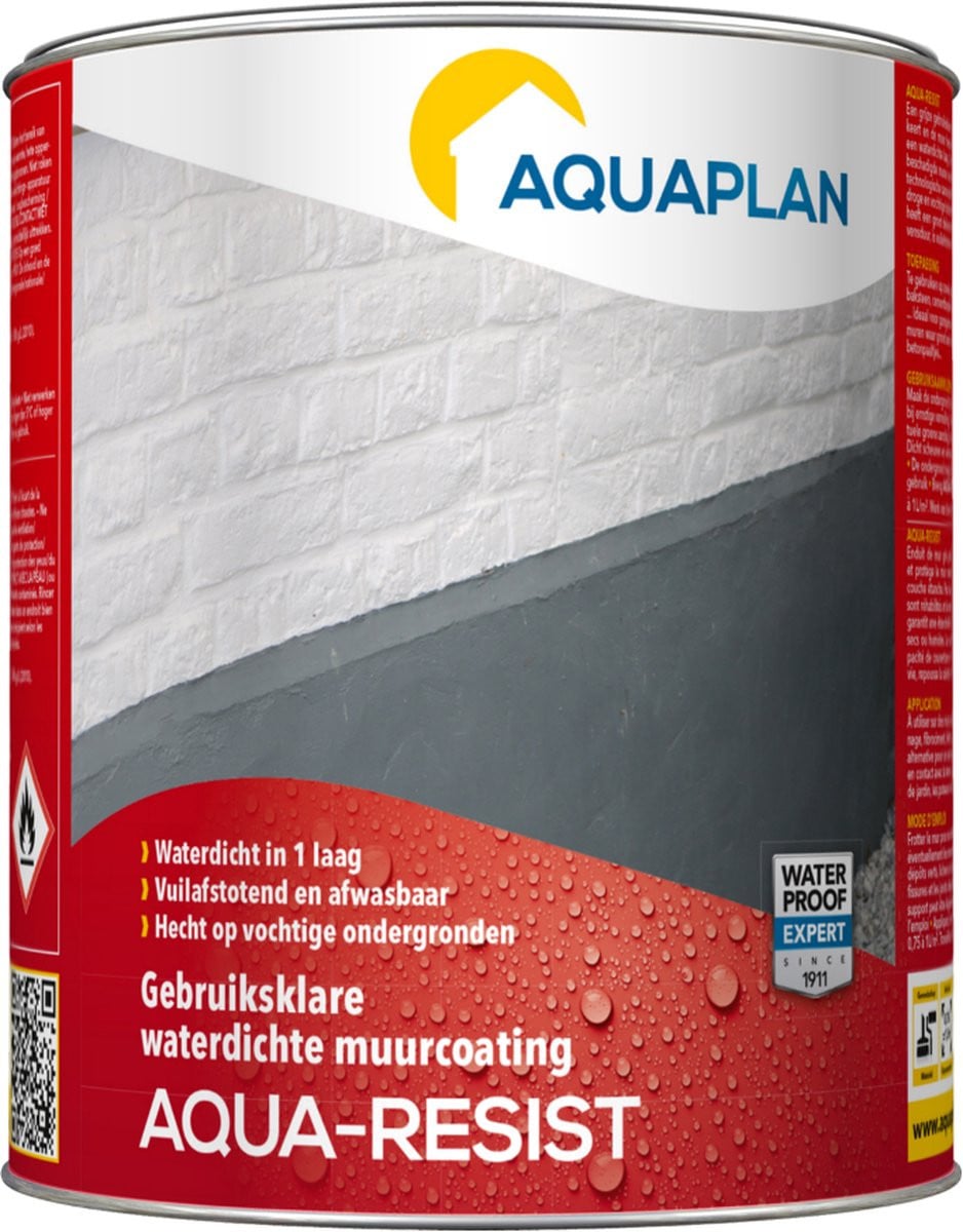 Aquaplan Aqua-Resist waterdichte muurcoating - grijs - 750 ml