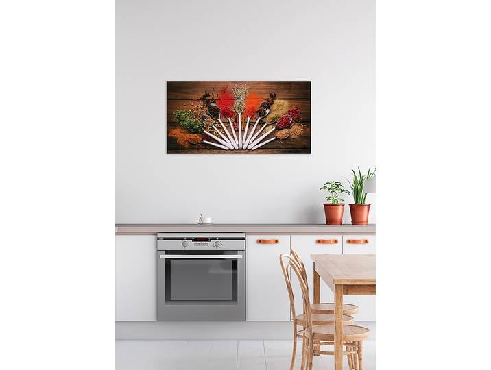 Tableau en verre Cuillères modernes Impression sur verre de sécurité Multicolore 40 x 80 x 1cm