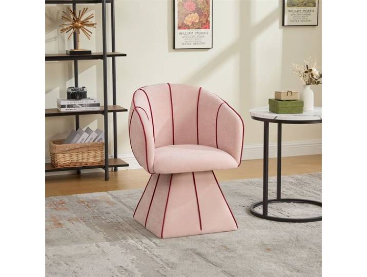 Fauteuil de salon rotatif design - Fauteuil 1 place - Chaise pivotante ergonomique pour chambre - Rose