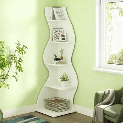 Kodotan sofa 5-Tier Wall Corner Bookshelf Corner Shelf Storage Rack Plant Stand