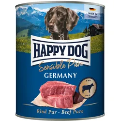 HAPPY DOG 800 Gramm Hundenassfutter 6 x 800 Gramm Sensible Pure Rind Pur