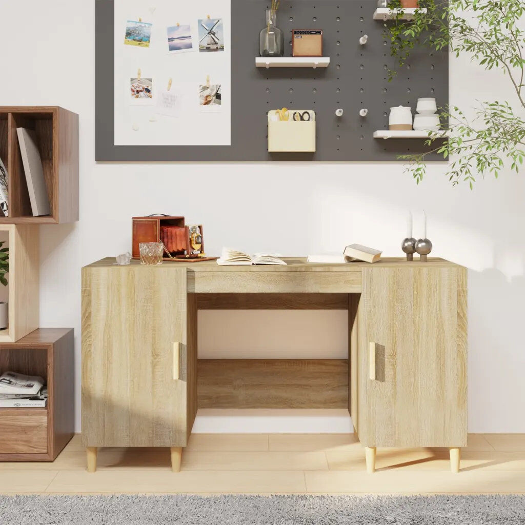 Alpen Home 140Cm W Rectangular Computer Desk Sonoma Oak