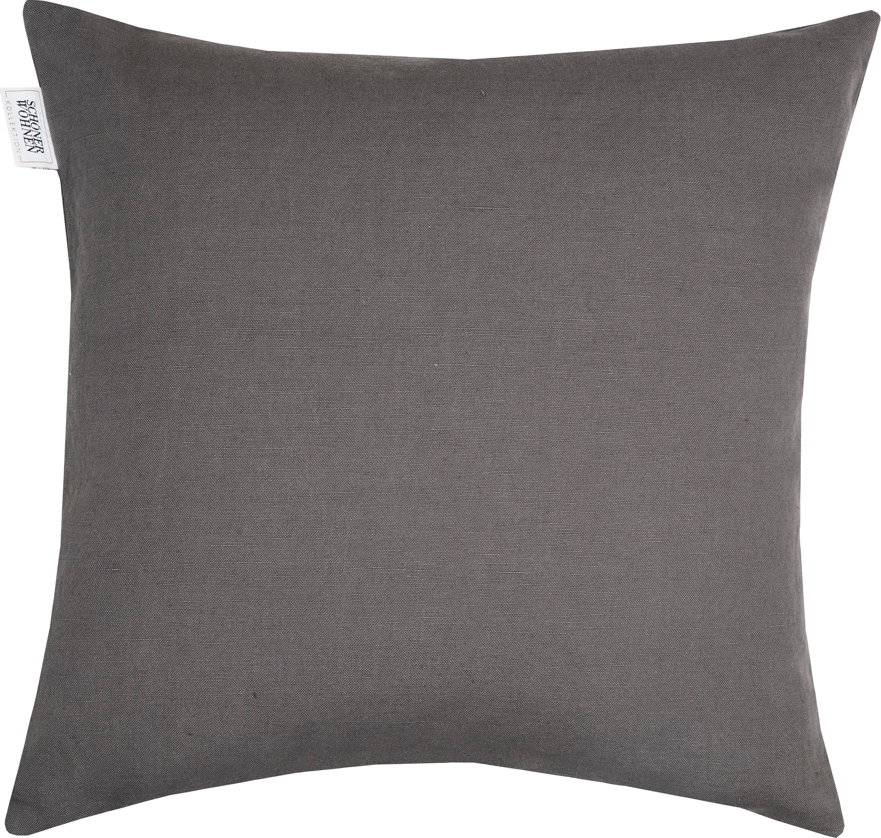 Dekokissen "Across", grau (anthrazit, unifarben), B:45cm L:45cm, Baumwolle, Leinen, SCHÖNER WOHNEN-KOLLEKTION, Dekokissen_Sitzkissen_Kissenhüllen, Dekokissen, mit graphischer Ziernaht anthrazit, unifarben B/L: 45cm x 45cm, 1 Stk.
