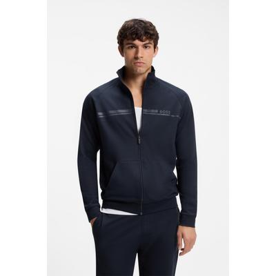 Sweatjacke BOSS "Authentic", Herren, Gr. L, dunkelblau 404, Sweatware, Obermaterial: 100% Baumwolle, regular fit normal, Bündchen, Sweatjacken Sweatjacke, mit Streifen und Logo, regular fit