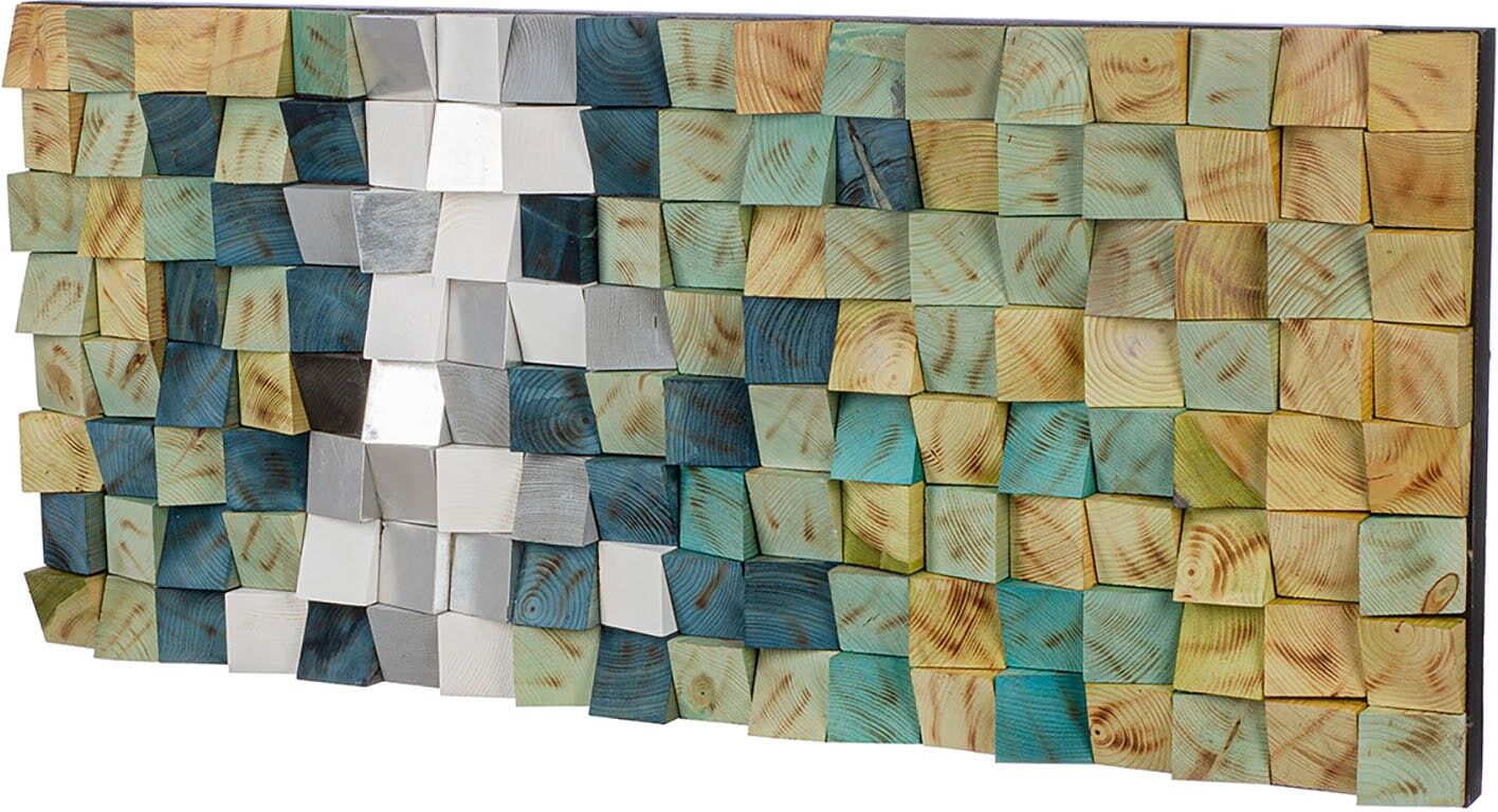 Holzbild CASABLANCA BY GILDE "Yesil rechteckig", silber (farbe bild(er): grün, silberfarben, weiß), B:123,5cm H:55cm T:7,5cm, Holzwerkstoff, Bilder, Holzbild farbe bild(er): grün, silberfarben, weiß B/H/T: 123,5cm x 55cm x 7,5cm, 1 Stk.