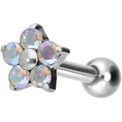 Titan Ohrpiercing mit Innengewinde KRISTALLBLUME