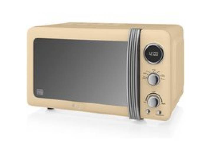 Retro Micro-ondes Numérique 20L 5 Niveaux Puissance Décongélation Minuterie SWAN SM22030CNEU 800W Crème