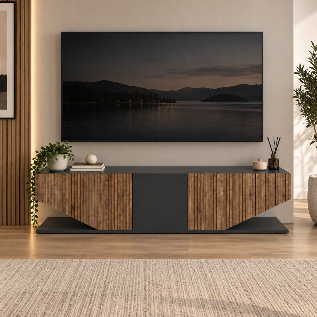 Ivy Bronx Pearl Modern TV Stand TV Unit for TVs up to 71" Black/Alina 70"