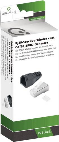 Quadrios RJ-45 Steckverbinder Set-CAT 5e 1906C172 Stecker, gerade Polzahl Sensoren 8P8C Schwarz 25St.