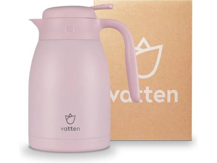 Vatten® Premium RVS Thermoskan - Lichtroze - 1.5 Liter - Met Drukknop - Isoleerkan