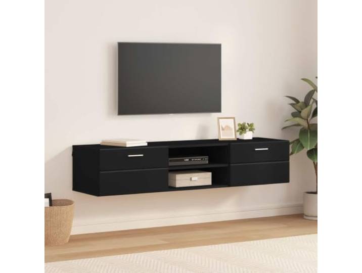Holzschrank aus Holzwerkstoff Schwarz 150 x 39 x 30 cm Standschrank Rechteckige Form, matte Oberfläche, robustes Material, vielseitig einsetzbar, pflegeleichte Reinigung