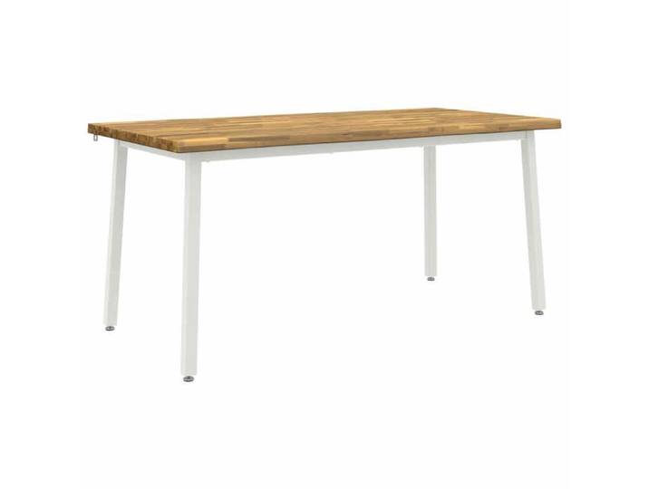 Table à manger en bord vivant - - Bois d'acacia massif - Blanc - Bord vivant - 160 x 80 x 75 cm 22792