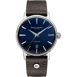 Bruno Söhnle Bergamo Automatik 17-12236-311 - Dauphine Zeiger,Dunkelblau mit Sonnenschliff,dunkelbraun - 39mm