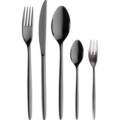 Besteck-Set PINTINOX "Olivia Treasure", grau (anthrazit), 30 tlg., Edelstahl 18/10, Essbesteck-Sets, Optik Glänzend PVD Beschichtung