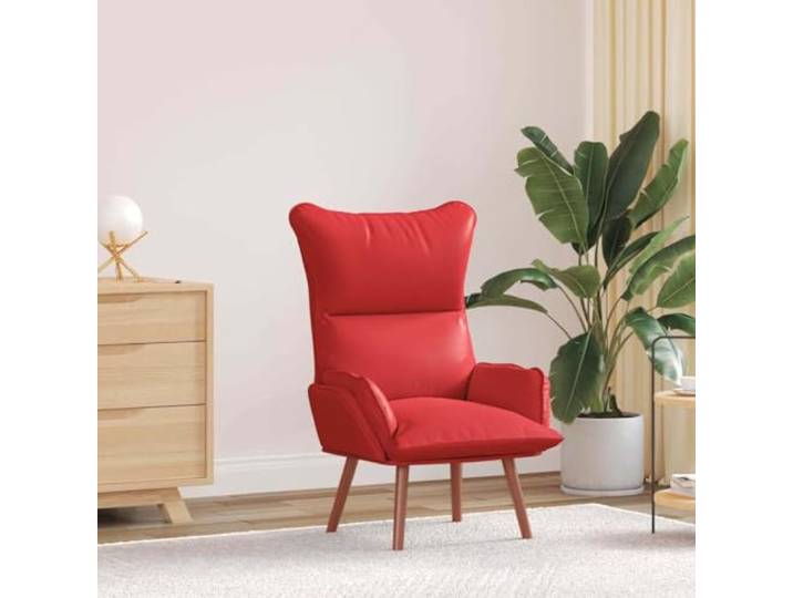 NLQMSU Relaxsessel, Rot, 69 x 74 x 93 cm, Kunstleder, Rot Zeitgenössisches Design, ergonomische Armlehnen, Gummifüße aus Holz, einfache Pflege, vielseitig, Wohnzimmer, Büro