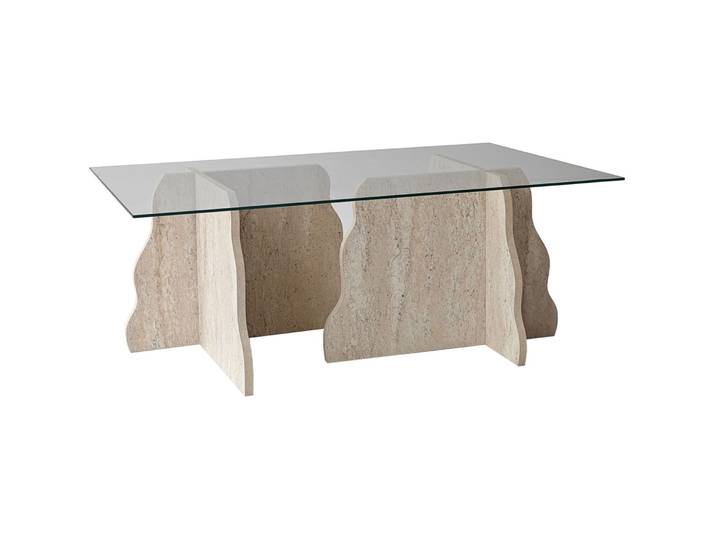 Salontisch Georis Travertin, Transparent 100 Prozent Hartglas/Holzwerkstoff B 105 T 65 cm - Material: 100% Hartglas/Holzwerkstoff