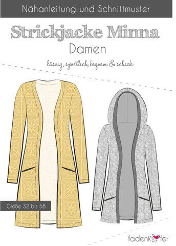 Fadenkäfer Schnitt "Strickjacke Minna" für Damen