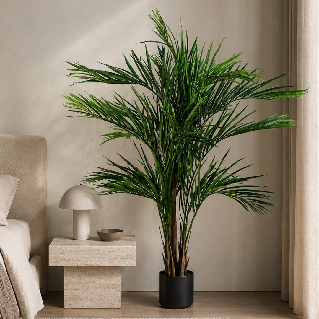 Leaf Artificial Palm Tree in Pot Green 130cm H x 100cm W x 100cm D