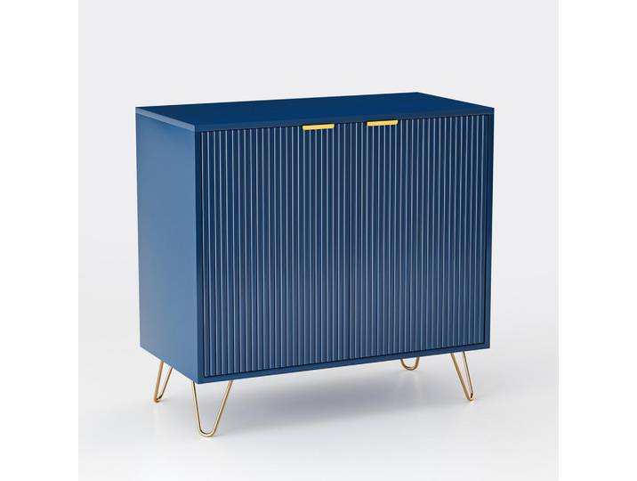 Shopentra Kommode 80x40x78cm dunkelblau mit goldenen akzenten, modernes design, Dunkelblau, 40x78x80 cm, Kleinmöbel, Kommoden, Kommoden