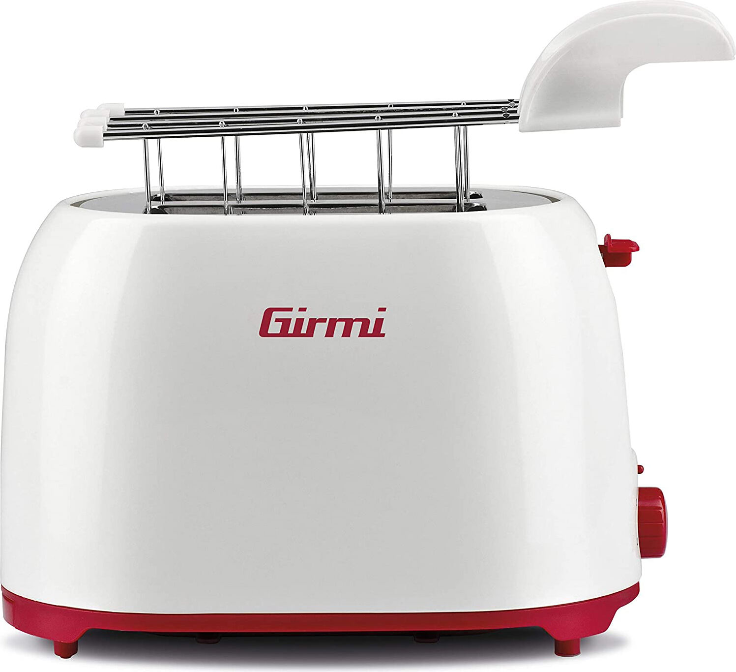 Girmi Tp1001 Tostapane 2 Fette Potenza 750 Watt 6 Livelli Di Cottura Funzione Scongelamento E Fondo Raccoglibriciole Colore Rosso / Bianco - Tp1001