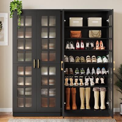 Bluebell 8-Tier Modern Shoe Storage Cabinet with Doors and Adjustable Shelves