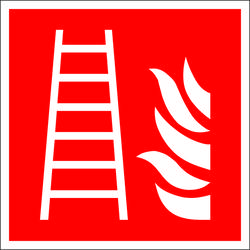 WOLK DIREKT Brandschutzschild, Alu, nachleuchtend, Feuerleiter, Größe: 20,0 x 20,0 cm DIN EN ISO 7010 F003 ASR A1.3 F003 150.A5165