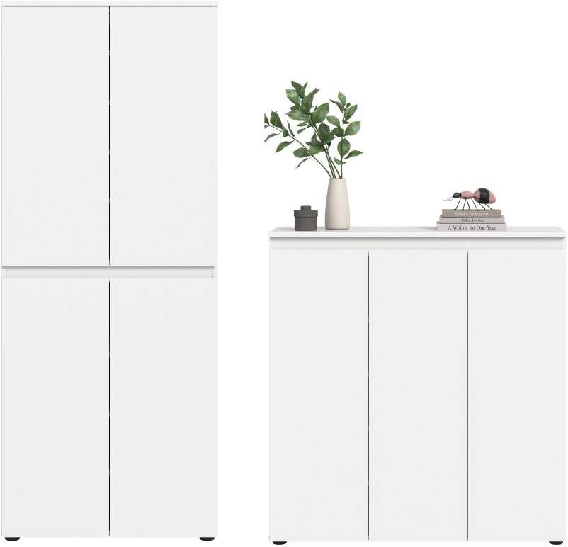 Pharao24.de Büromöbel Set Aktenordnerschrank Viel Stauraum Grifflose Optik (zweiteilig)