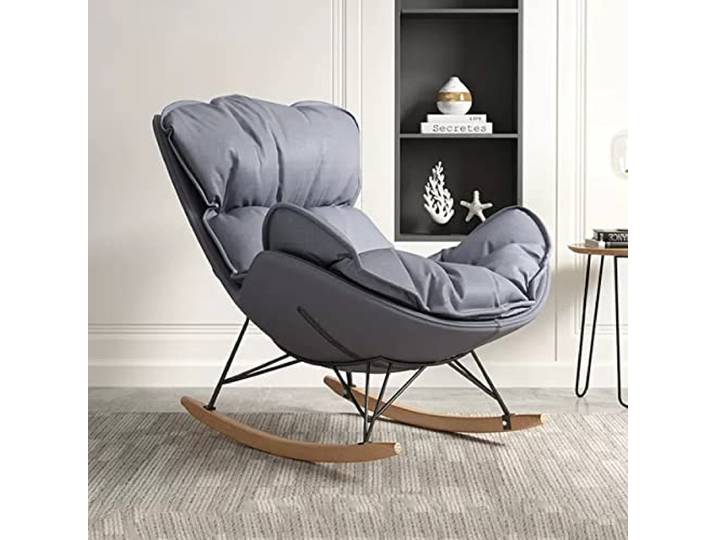 YCKEGEW Schaukelstuhl Comfy Chair Für Schlafzimmer,Gepolsterter Gleitersessel Lounge Stuhl Recliner, Für Sonnenzimmer Büro, Lazy Chair Moderner Akzentstuhl Ergonomisches Design (Color : Dark Grey)