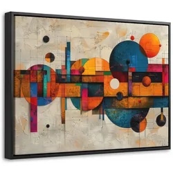 LEINWAND Bilder mit Rahmen - Vintage - Moderne Kunst - Orange - Geometrische Formen - 40x30