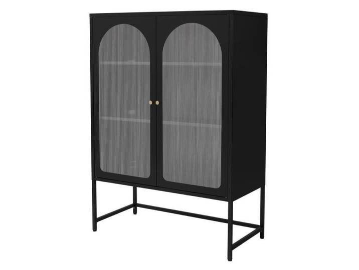 ML-Design Vitrine de Salon 85x120x40 cm Noir Armoire avec 3 Compartiments de Rangement/Étagères et 2 Portes Métallique