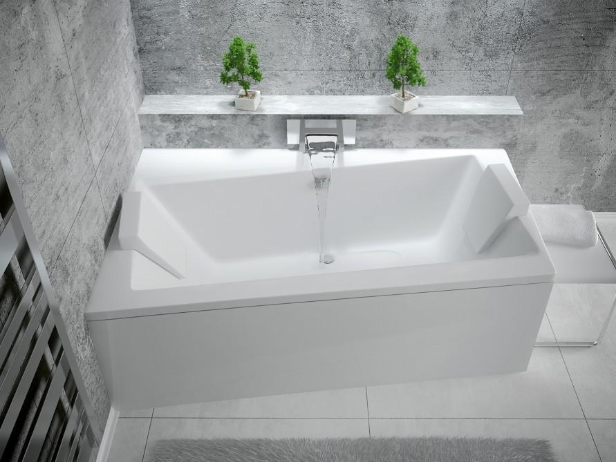 Badewanne INFINITY 150x90 mit Füßen , mit Siphon und Schürze linke
