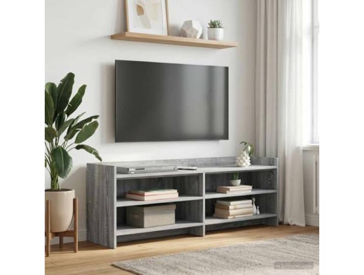 TV-Schrank 135 x 33 x 47 cm Grau Sonoma Holzwerkstoff mit Stauraum Rechteckig, mehrere Fächer, pflegeleichte Oberfläche, einfache Montage zu zweit, robuste Konstruktion